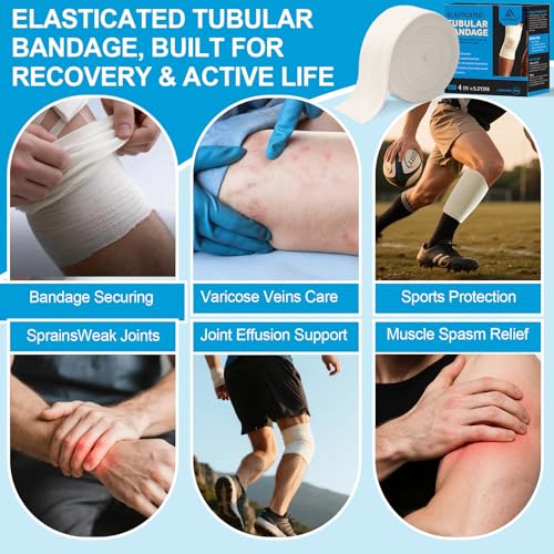 Latex-Free Elasticated Tubular Support Bandage with Stockinette