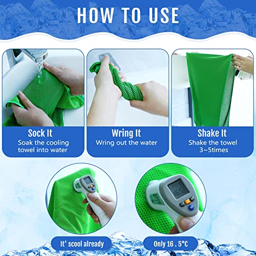 Hosuly 12-Pack Cooling Towels for Face and Neck 12x40 in – Green
