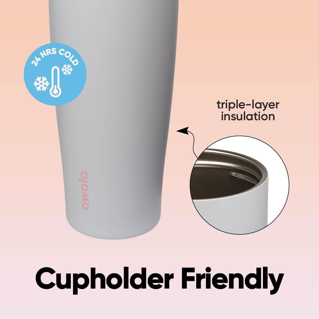 Owala FreeSip Tumbler - 40 Oz Stainless Steel - Stylish Mint & Purple Beach House Design