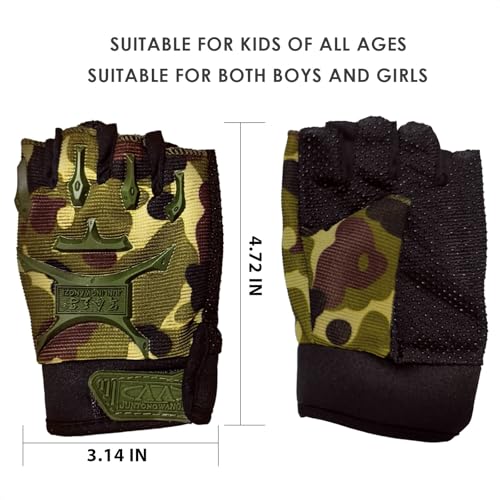 Kids Fingerless Bike Gloves - Non-Slip, Breathable, 4.72 x 3.14 in