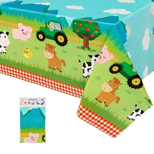 Farm Animal Tablecloth - 108"x54" Green Party Cover