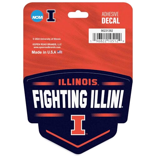 University of Illinois Badge Vinyl Decal - Orange/Navy