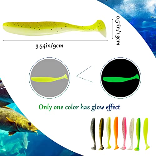 24 Pcs Soft Plastic Fishing Lures - Paddle Tail Swimbaits for Bass & Trout
