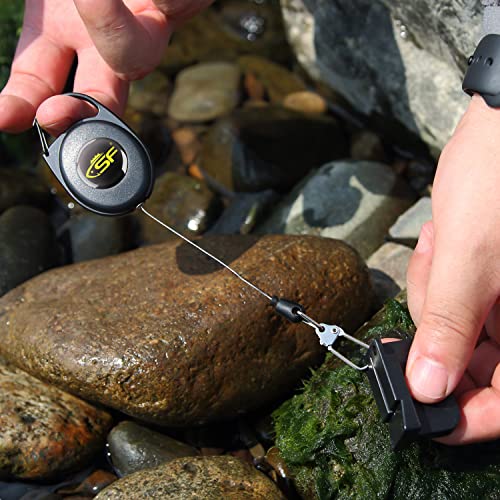 Fly Fishing Zinger Retractor - 3PCS Steel Cord, Black