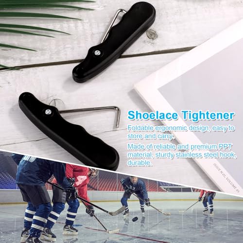 Ice Skate Lace Tightener - Foldable Black Shoe Puller Tool