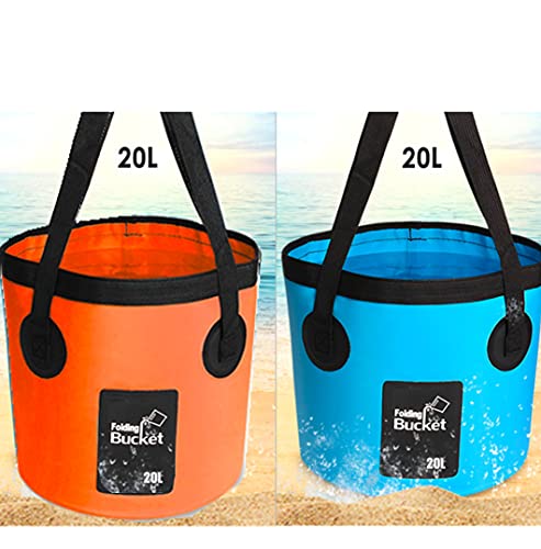 MIZORLIE 2-Pack Collapsible 5 Gallon Water Buckets Blue & Orange Camping Storage