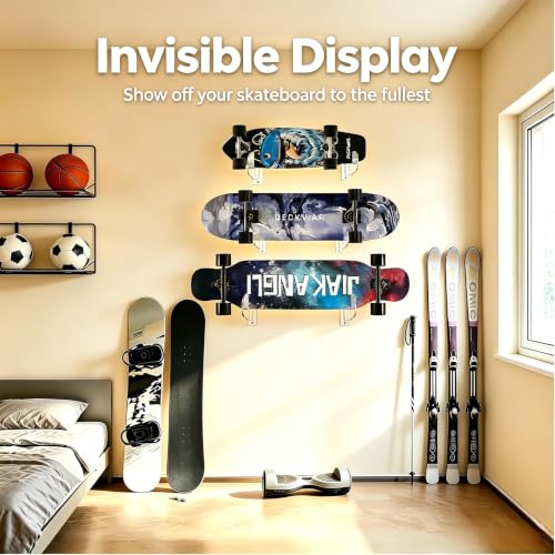 Skateboard Wall Mount Display - Transparent Acrylic Hanger