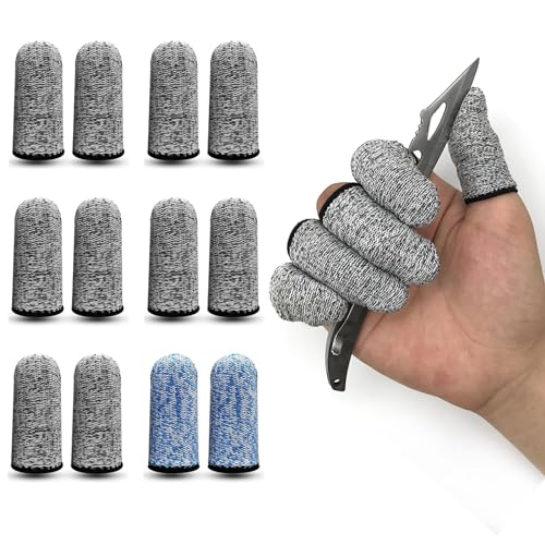 12 PCS Cut-Resistant Finger Cots - HPPE Breathable Finger Protector Sleeves