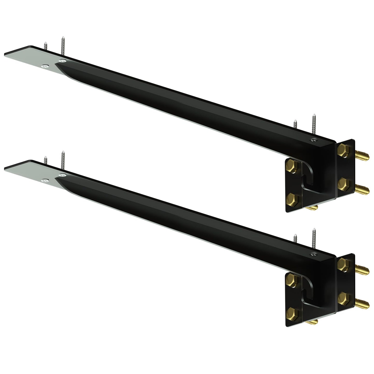 Matutinus Heavy Duty Shelf Brackets 16 Inch, 1500 lbs Capacity, Hooks for Wall Mounted Shelves, L-Shaped Floating Shelf Brackets with Hanging (Black 2 Pack)