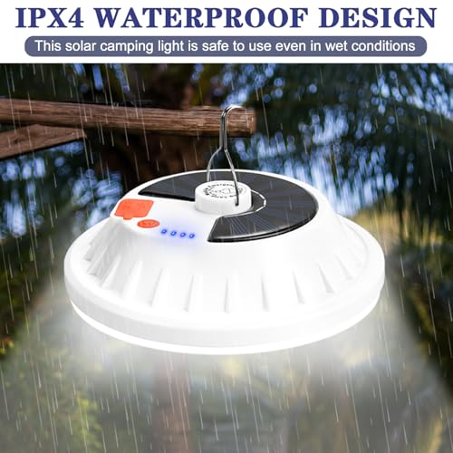 2 Pack Solar Camping Lantern with Remote 4000LM Rechargeable Hanging Light Portable LED Camping Lights IPX4 Waterproof Tent Lights Solar Lanterns for Power Outages, Emergency, Hurricane