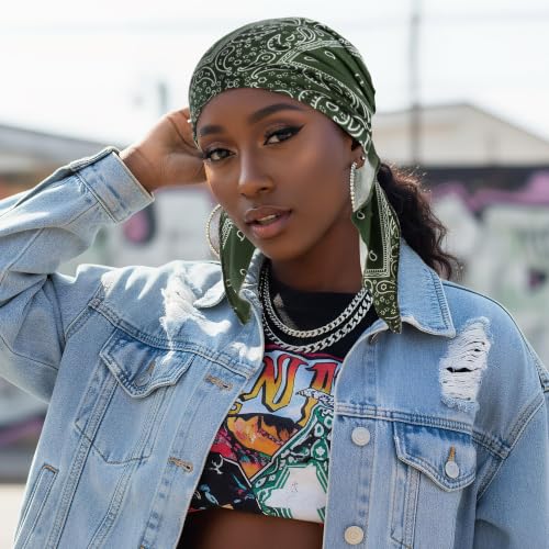 Chemo Headwear for Women - Pre-Tied Bandana Beanie Hat - Green