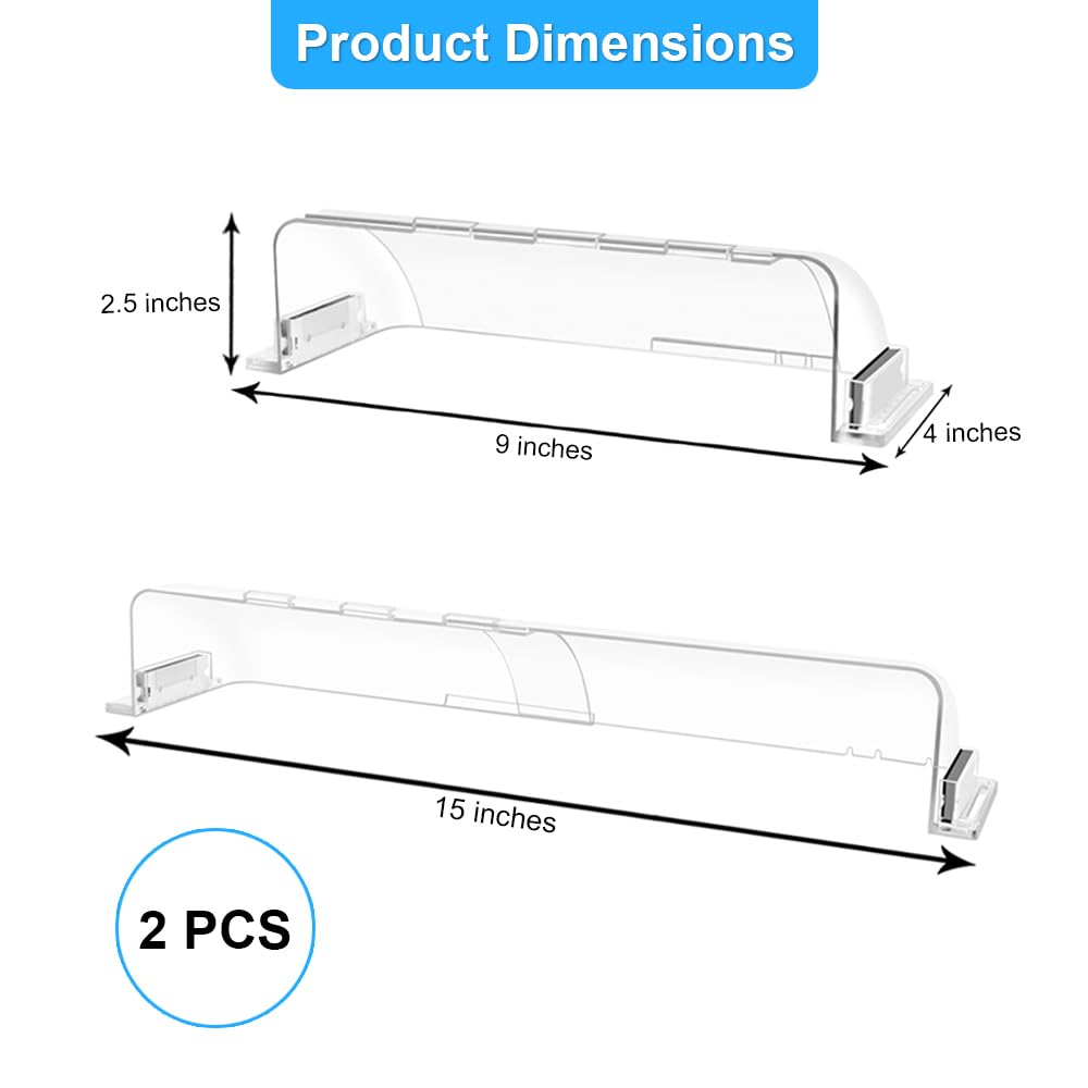 2PCS Transparent, Powerful Magnetic Vent Deflector, Vent Deflectors for Home Floor Adjustable from 9 Inches to 15 Inches in Size, Suitable for Ceiling Vents Floors and Side Walls