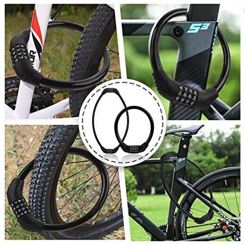 Heavy Duty 4-Digit Combination Bike Lock Cable - 2 Pcs