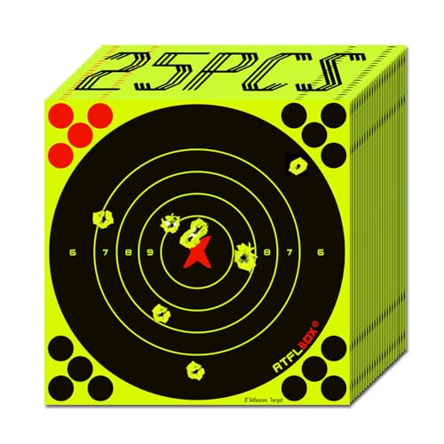 8 Inch Reactive Splatter Bullseye Shooting Target Stickers - 25 Pack