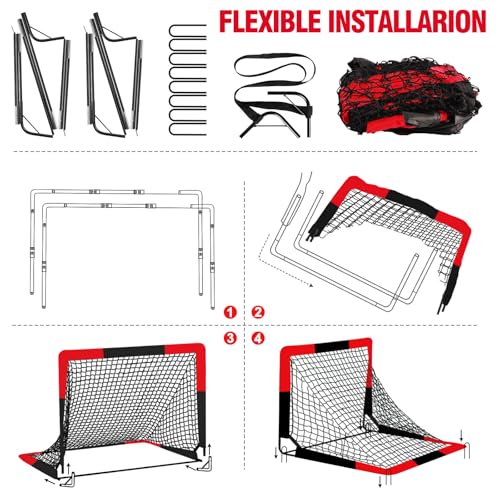 2 Pack Portable Soccer Goals for Kids - Indoor & Outdoor Use, 4' x 3'
