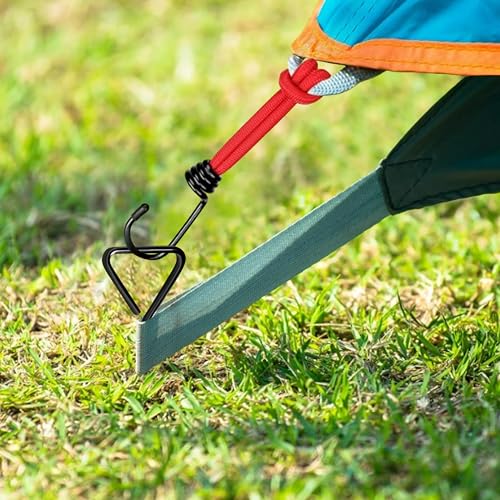 Heavy Duty Trampoline Anchor Stakes Kit - 8" Black, 4 Pack with Ropes