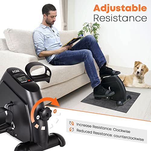 Mini Exercise Bike - AGM Under Desk Pedal Exerciser with LCD Screen - Black