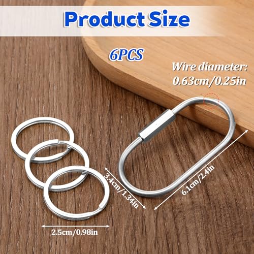 Brass Screw Lock Keychain with 4 Rings - Durable Silver Key Holder