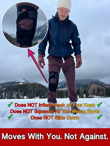 Large Hinged Knee Brace Support with Strap & Patella Stabilizers for Pain Relief