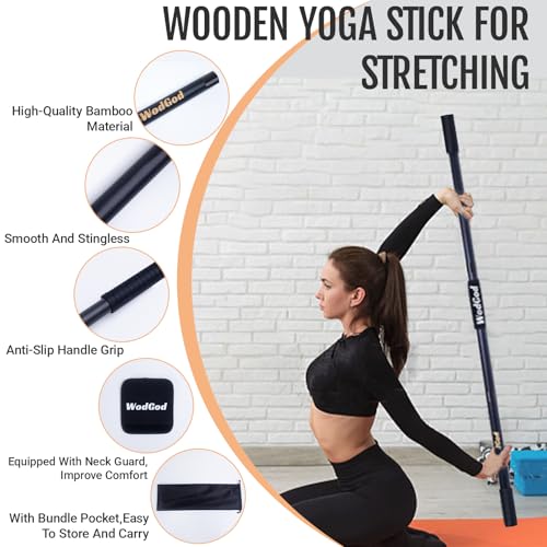 Adjustable Wooden Yoga Stick - 5 Ft Exercise Mobility Pole