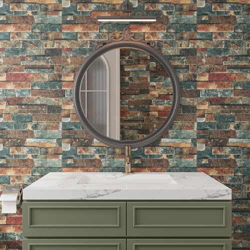VaryPaper Retro Brick Wallpaper Peel and Stick Textured Stone Wallpaper Faux Brick Contact Paper for Walls Removable Self Adhesive Brick Vinyl Wall Paper for Bedroom Chimney Fireplace 15.7''x78.7''