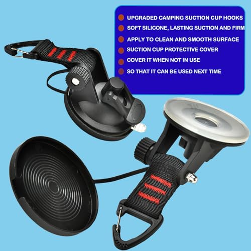 Heavy-Duty Suction Cup Anchors with Hooks – 4Pack Car Camping Tarp Tension & Window Mounts