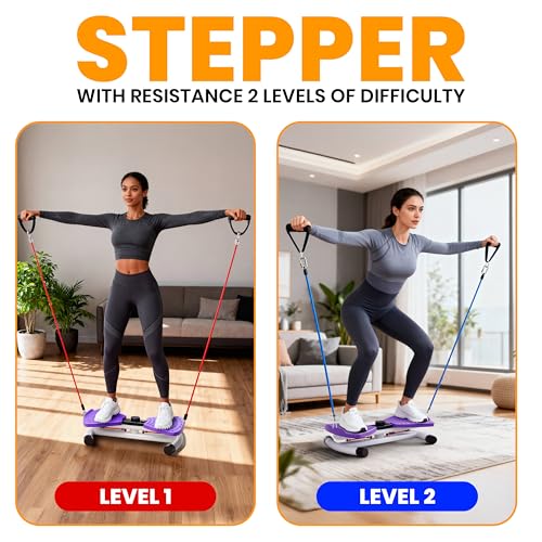 Adjustable Waist Twister Machine with Resistance Bands - Purple