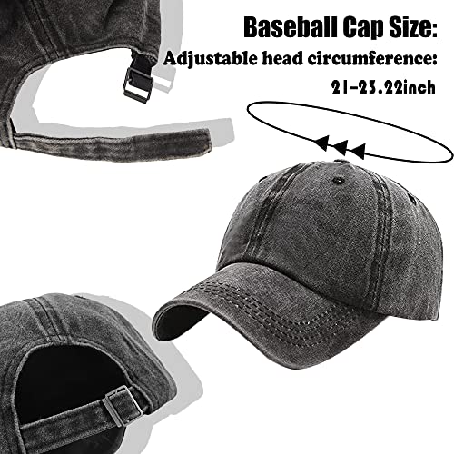 Vintage Washed Cotton Baseball Cap - Dark Green, Black & Khaki, Adjustable Dad Hat for Men & Women - Medium-Large