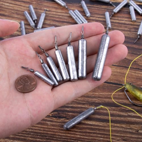 30-Pack Fishing Drop Shot Weights - 1/8oz Pencil Sinkers with Swivel