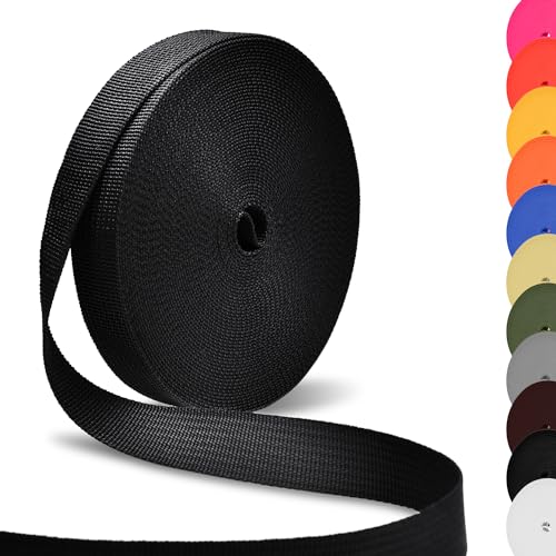 Durable 3/4" Polypropylene Webbing Strap - 12 Yards, Black