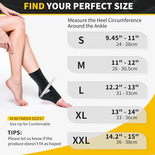 CAMBIVO Ankle Compression Sleeve Support for Men & Women, 1 Pair