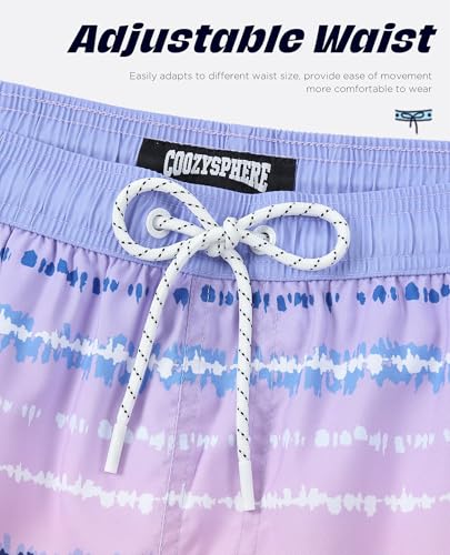 Men's 5 Inch Quick Dry Swim Trunks - Stripe Purple-Pink Gradient