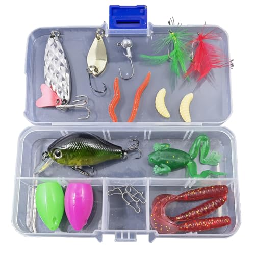 20-Piece Fishing Lures Kit with Tackle Box - Crankbaits, Jigs & More