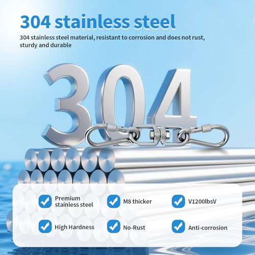 Heavy Duty 1200 lb Capacity Swivel Hooks - Silver / 8mm