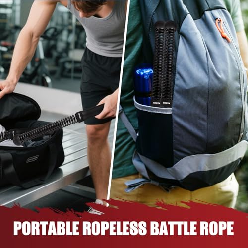 Cordless Battle Rope - Portable Weighted Ropeless for Home Gym - Black