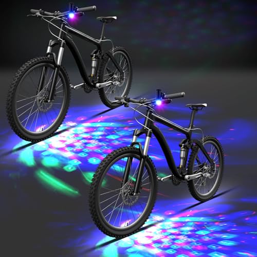 Kittmip Disco Party LED Bike Light (2 Pack, Black) – 360° Colorful Bicycle Light