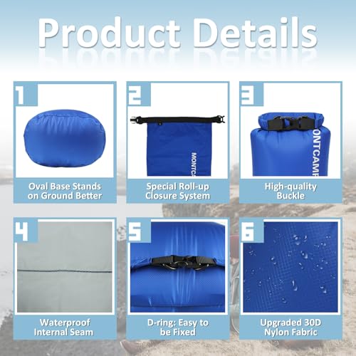 3L Waterproof Dry Bag - Lightweight Roll Top Dry Sack - Turquoise Blue