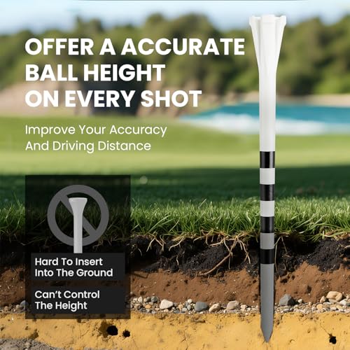 FINGER TEN Extra Long Golf Tees 5 Inch, 50 Pack, White, Durable Plastic