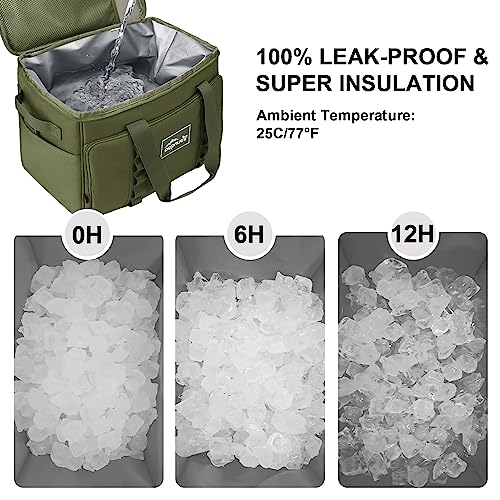 YOUNGOA Green 48 Can Insulated Soft Sided Collapsible Cooler Bag - 30L