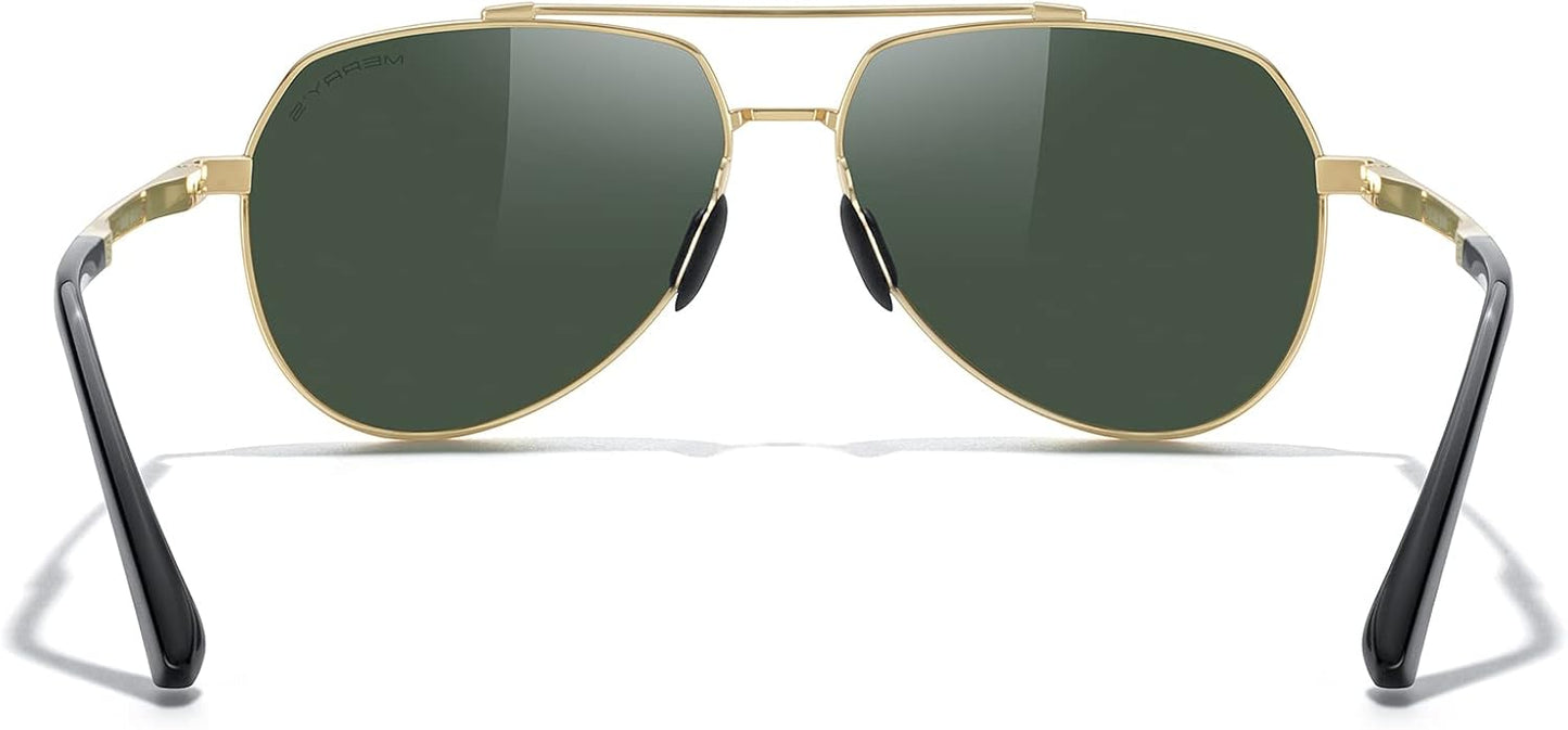 MERRY'S Men Classic Pilot Sunglasses for Men Women - Polarized Driving Sun glasses Mirrored Lens UV 400 Protection 58 MM