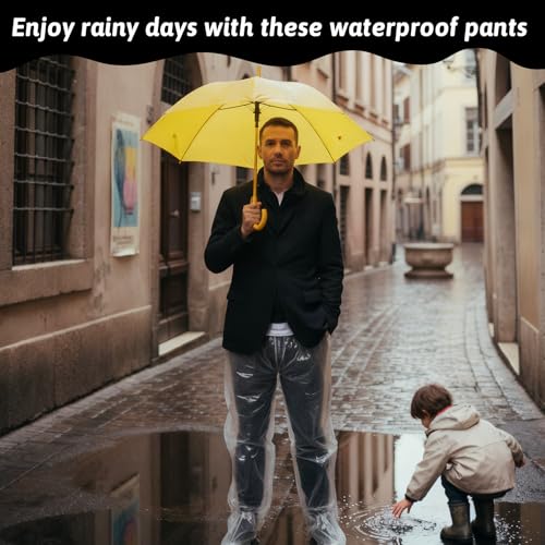 4 Pack Disposable Waterproof Rain Pants with Shoe Covers