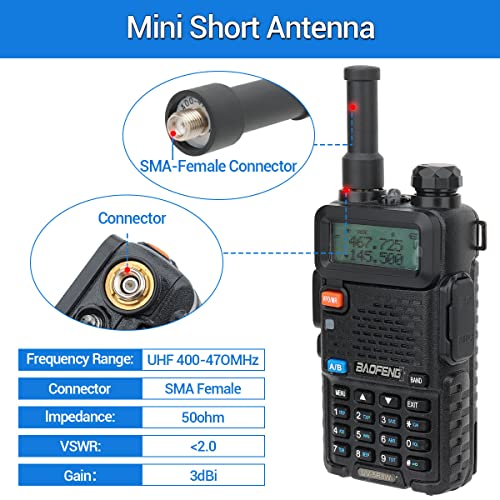 UHF Mini Antenna Replacement for Two Way Radios - 4 Pack