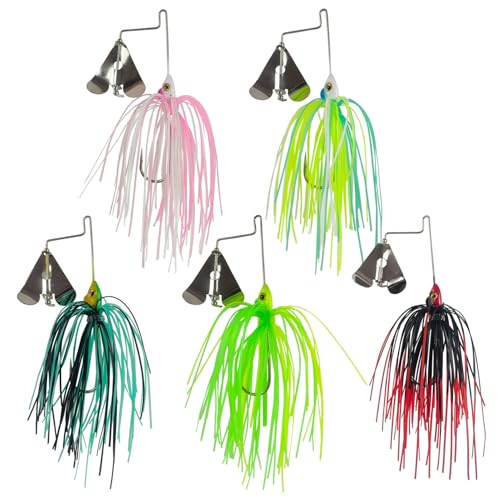 Bass Spinner Baits - 5 Pcs Buzz Bait Hard Metal Fishing Jigs, 3.46in/0.31oz