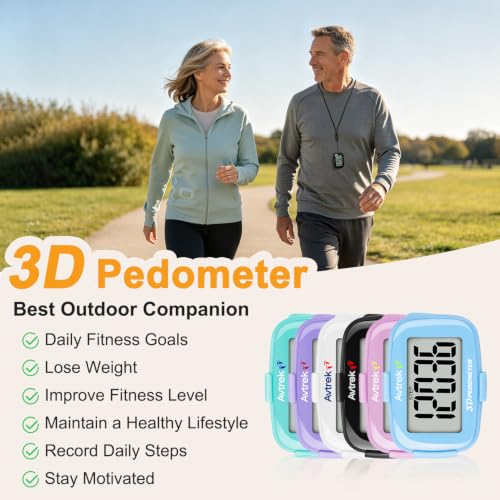 Pocket Pedometer with LED Backlight - Black Clip On Step Counter