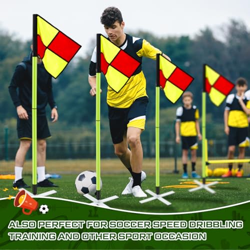 Soccer Corner Flags Set - 5ft Agility Poles with Steel Bases