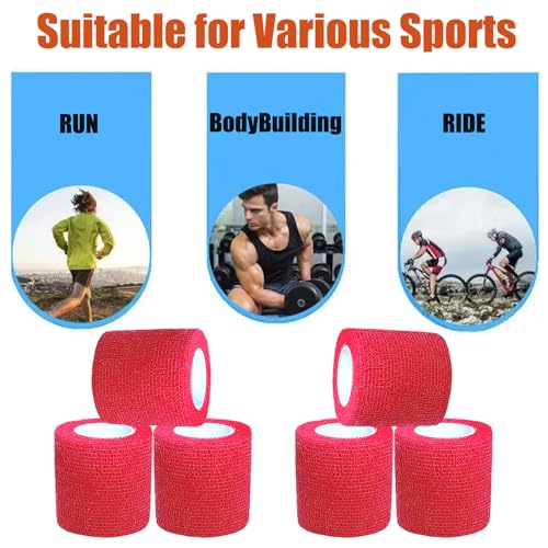Self Adhesive Bandage Wrap - 6 Pack 2" x 5 Yards - Red