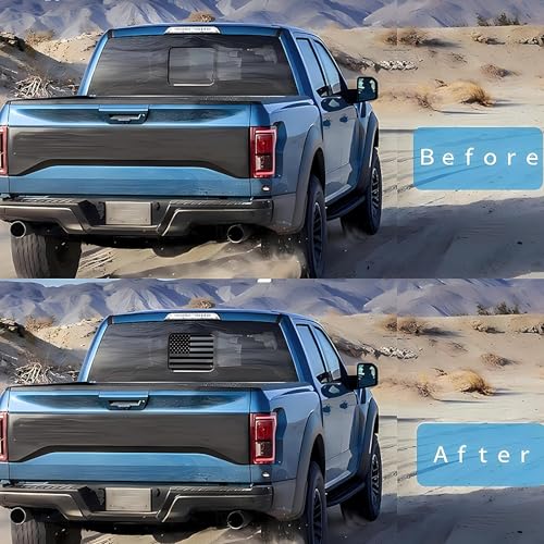 Black American Flag Vinyl Decal for Chevy Silverado & GMC Sierra Rear Window 2019-2025