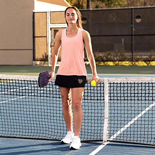 Franklin Sports Women's Sports Tank Top - White Athletic Lattice Back Tank Top for Pickleball, Tennis, Golf + Other Sports - Comfortable Relaxed Fit Spandex Blend - Women's Small - Rose Gold