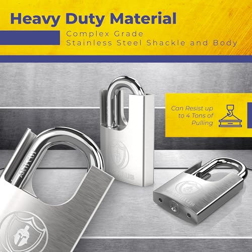 Magmaus¢ç SDL/50 [Closed Shackle] Heavy Duty Lock with 3 Keys - [Stainless Steel] Weatherproof Padlock for Outdoor Use - Ideal for Storage Unit, Shipping Container, Gate