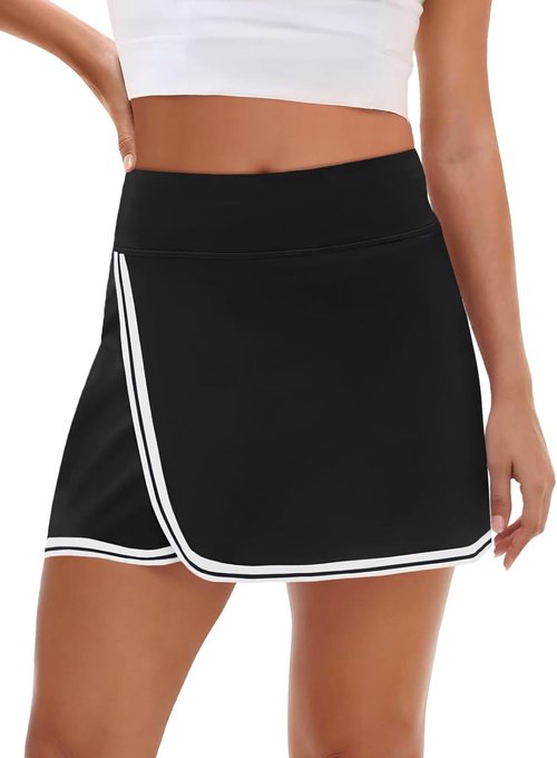 Fisoew Women's Golf Skorts - Quick Dry Athletic Skirts with Pockets | Striped Design, Comfortable Fit